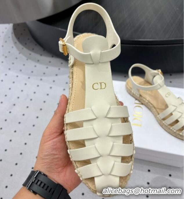 Durable Dior Dioriviera Marine Platform Sandals 3cm in White Calfskin 702048