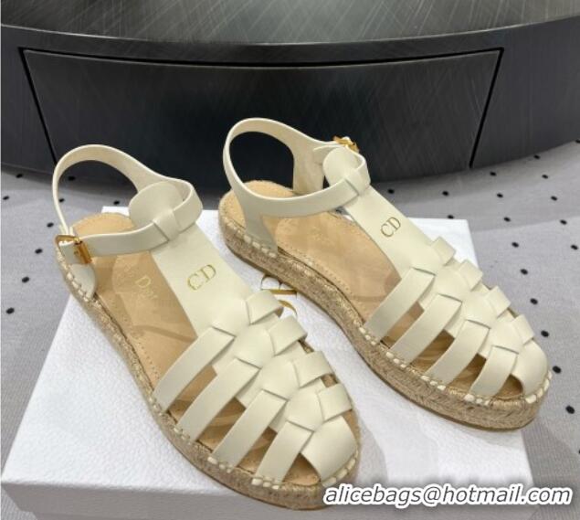 Durable Dior Dioriviera Marine Platform Sandals 3cm in White Calfskin 702048