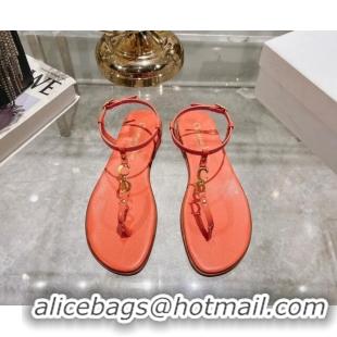 Top Design Dior Dioriviera C'est Flat Thong Sandals in Orange Calfskin 702055