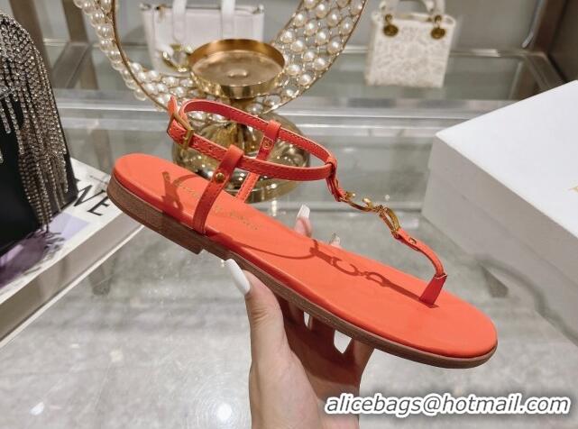 Top Design Dior Dioriviera C'est Flat Thong Sandals in Orange Calfskin 702055