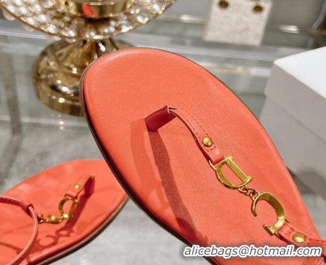 Top Design Dior Dioriviera C'est Flat Thong Sandals in Orange Calfskin 702055