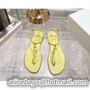 Expensive Dior Dioriviera C'est Flat Thong Sandals in Yellow Calfskin 702056