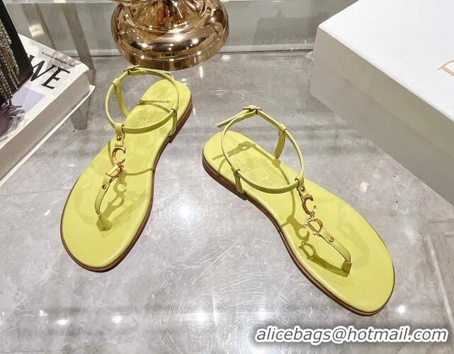 Expensive Dior Dioriviera C'est Flat Thong Sandals in Yellow Calfskin 702056