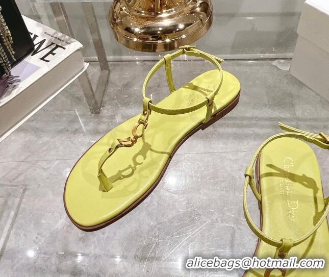 Expensive Dior Dioriviera C'est Flat Thong Sandals in Yellow Calfskin 702056