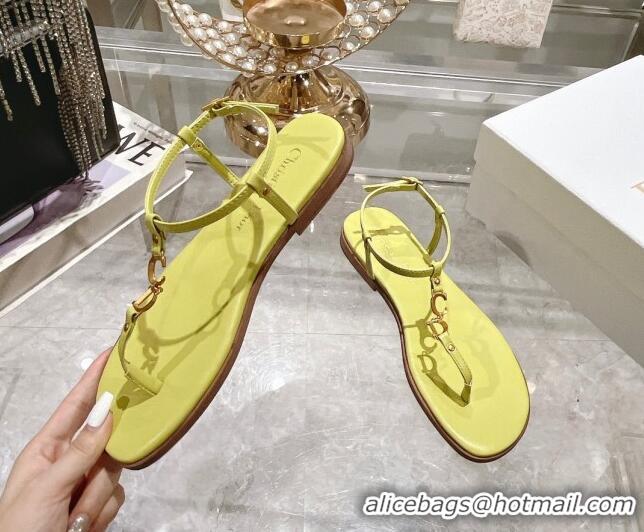 Expensive Dior Dioriviera C'est Flat Thong Sandals in Yellow Calfskin 702056