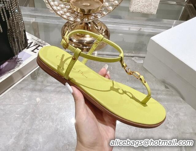 Expensive Dior Dioriviera C'est Flat Thong Sandals in Yellow Calfskin 702056