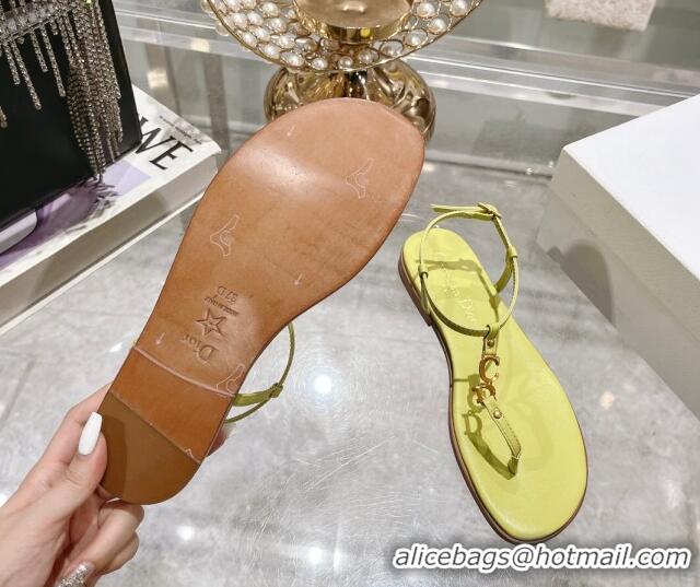 Expensive Dior Dioriviera C'est Flat Thong Sandals in Yellow Calfskin 702056