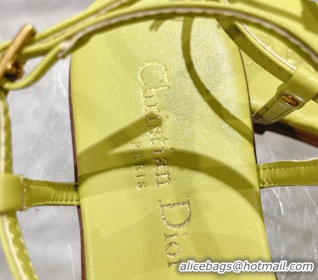 Expensive Dior Dioriviera C'est Flat Thong Sandals in Yellow Calfskin 702056