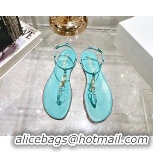 Popular Style Dior Dioriviera C'est Flat Thong Sandals in Blue Calfskin 702057