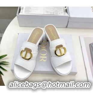 Grade Quality Dior 30 Montaigne Platform Slides Sandal 7cm in Calfskin White 702070