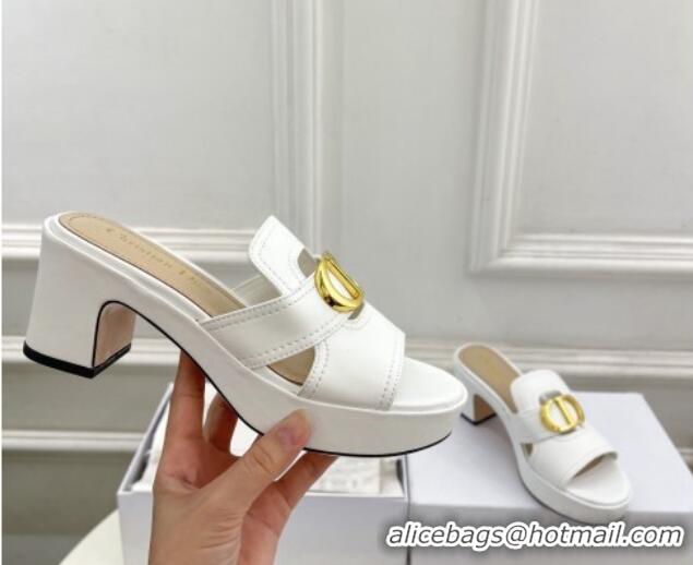 Grade Quality Dior 30 Montaigne Platform Slides Sandal 7cm in Calfskin White 702070