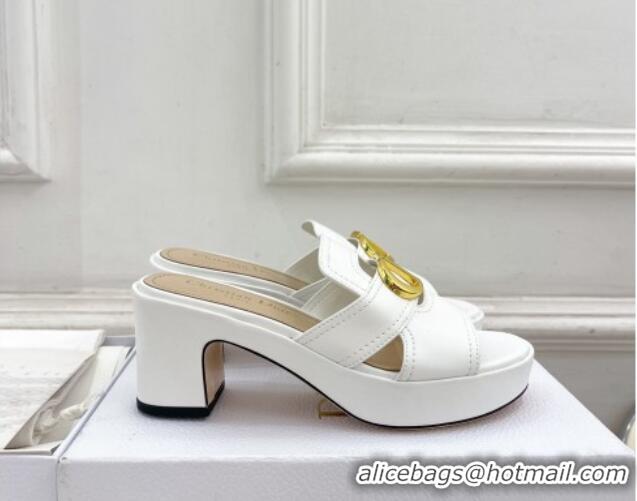 Grade Quality Dior 30 Montaigne Platform Slides Sandal 7cm in Calfskin White 702070