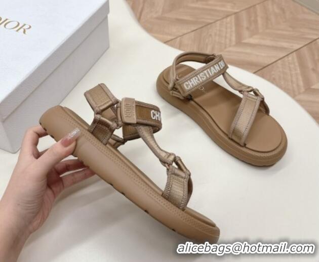 Best Grade Dior Dioriviera D-Wave Sandals in Technical Fabric Dusty Brown 702072