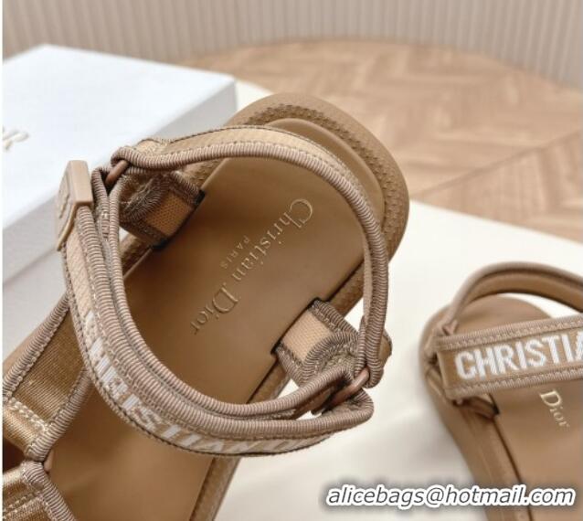 Best Grade Dior Dioriviera D-Wave Sandals in Technical Fabric Dusty Brown 702072