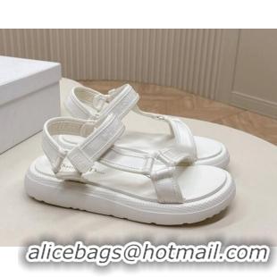 Stylish Dior Dioriviera D-Wave Sandals in Technical Fabric White 702076