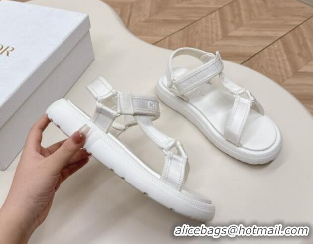 Stylish Dior Dioriviera D-Wave Sandals in Technical Fabric White 702076