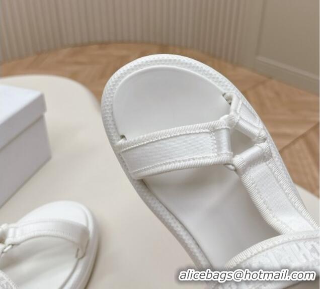 Stylish Dior Dioriviera D-Wave Sandals in Technical Fabric White 702076