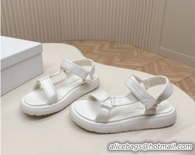 Stylish Dior Dioriviera D-Wave Sandals in Technical Fabric White 702076