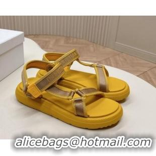 Low Price Dior Dioriviera D-Wave Sandals in Technical Fabric Yellow 702077