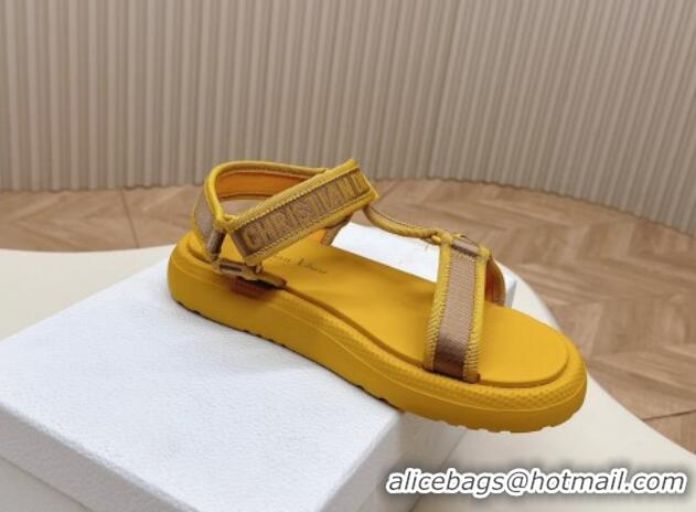 Low Price Dior Dioriviera D-Wave Sandals in Technical Fabric Yellow 702077