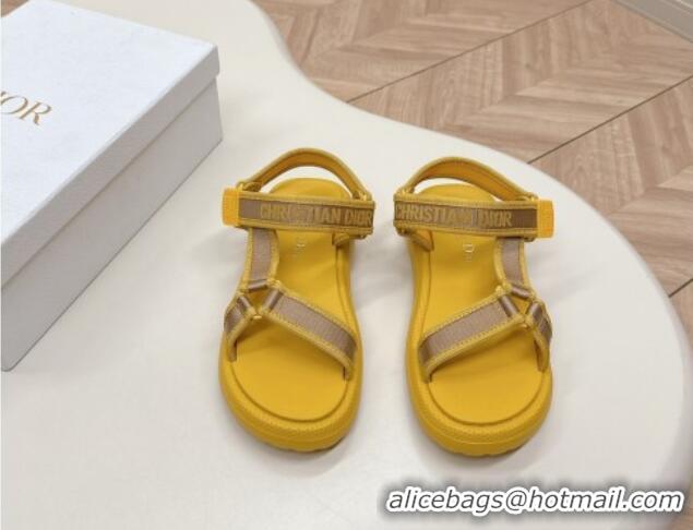 Low Price Dior Dioriviera D-Wave Sandals in Technical Fabric Yellow 702077