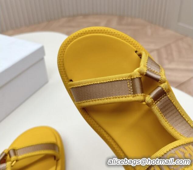 Low Price Dior Dioriviera D-Wave Sandals in Technical Fabric Yellow 702077