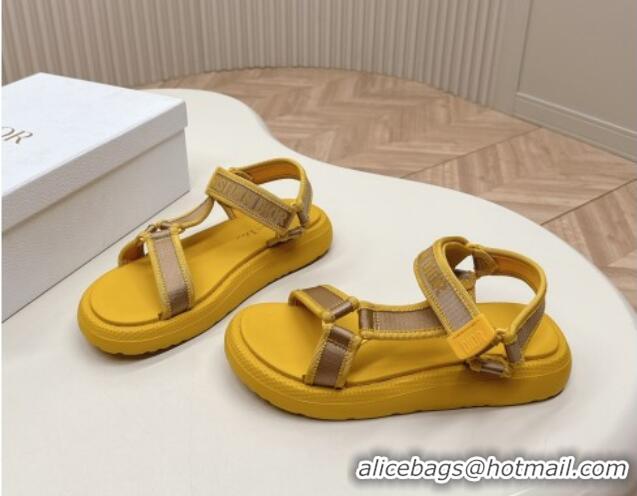 Low Price Dior Dioriviera D-Wave Sandals in Technical Fabric Yellow 702077