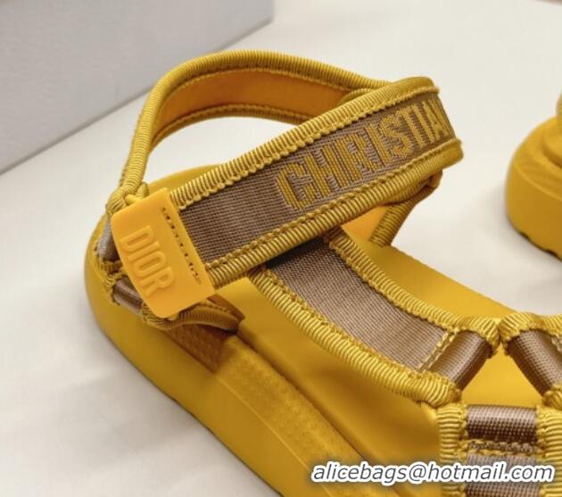 Low Price Dior Dioriviera D-Wave Sandals in Technical Fabric Yellow 702077