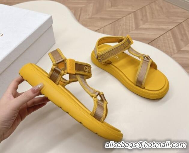 Low Price Dior Dioriviera D-Wave Sandals in Technical Fabric Yellow 702077