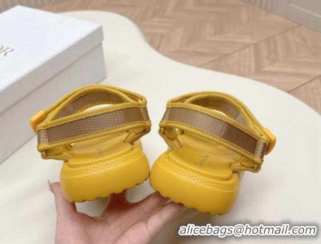 Low Price Dior Dioriviera D-Wave Sandals in Technical Fabric Yellow 702077