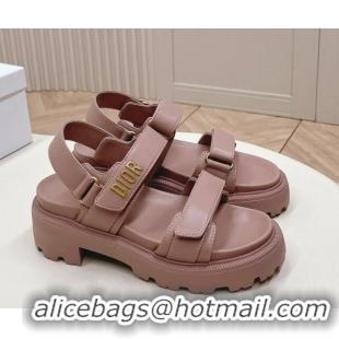 Sumptuous Dior Dioract Platform Sandals 5.5cm in Lambskin Pink 702078