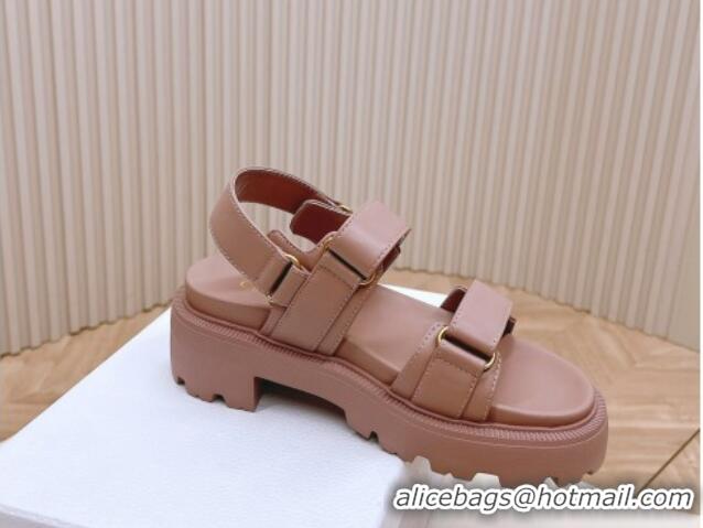 Sumptuous Dior Dioract Platform Sandals 5.5cm in Lambskin Pink 702078