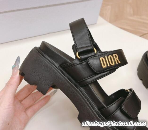 Fashion Luxury Dior Dioract Platform Sandals 5.5cm in Lambskin Black 702079