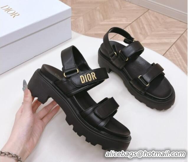 Fashion Luxury Dior Dioract Platform Sandals 5.5cm in Lambskin Black 702079