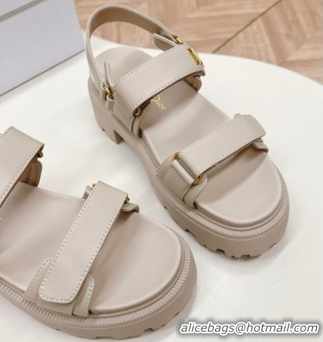 Fashion Dior Dioract Platform Sandals 5.5cm in Lambskin Grey 702080