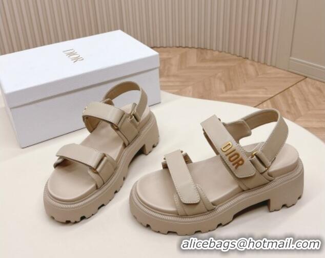 Fashion Dior Dioract Platform Sandals 5.5cm in Lambskin Grey 702080