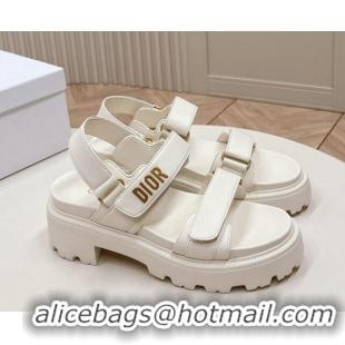 Inexpensive Dior Dioract Platform Sandals 5.5cm in Lambskin White 702081