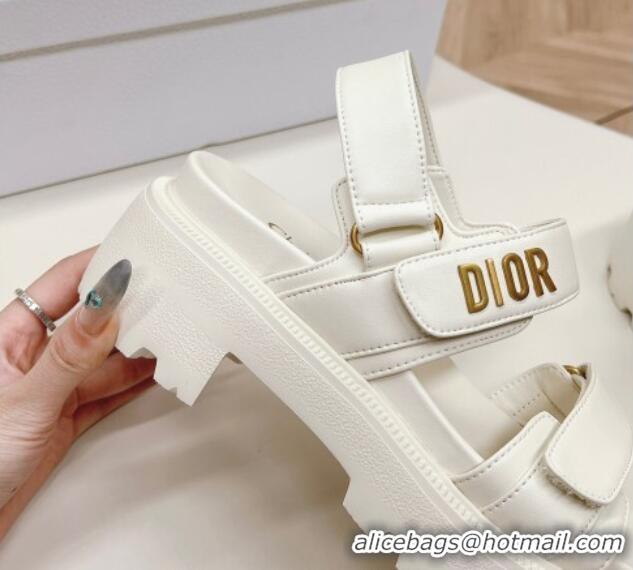 Inexpensive Dior Dioract Platform Sandals 5.5cm in Lambskin White 702081