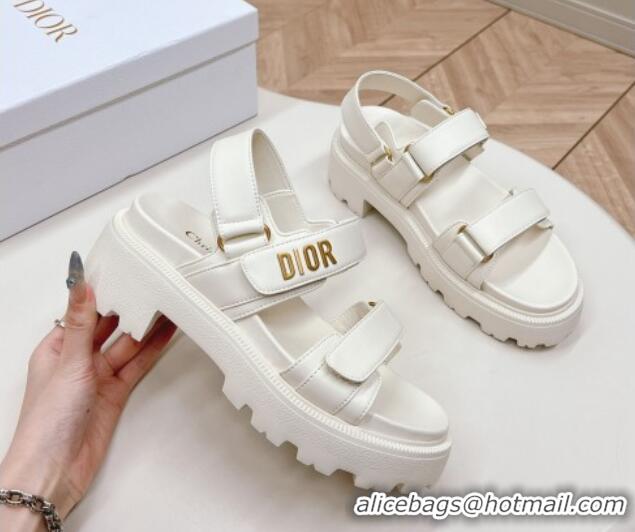 Inexpensive Dior Dioract Platform Sandals 5.5cm in Lambskin White 702081