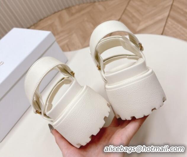 Inexpensive Dior Dioract Platform Sandals 5.5cm in Lambskin White 702081