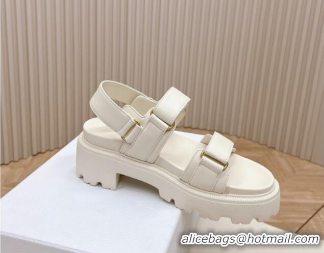 Inexpensive Dior Dioract Platform Sandals 5.5cm in Lambskin White 702081