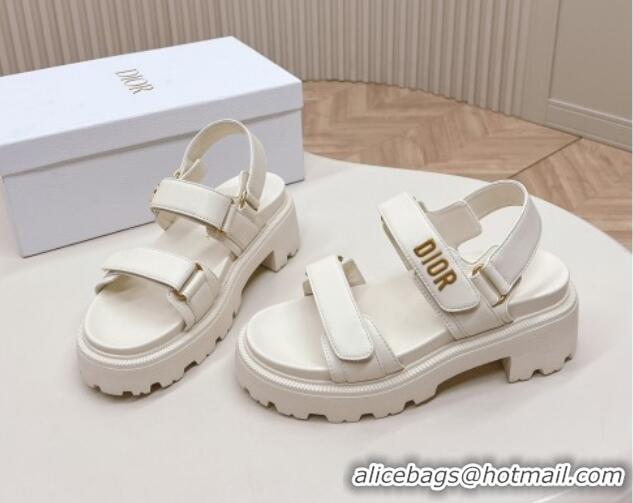 Inexpensive Dior Dioract Platform Sandals 5.5cm in Lambskin White 702081