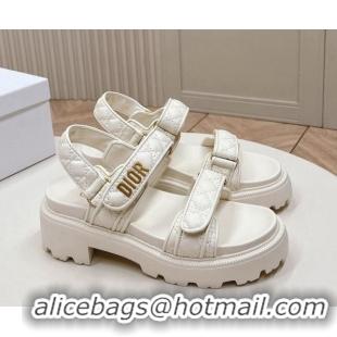 Low Cost Dior Dioract Platform Sandals 5.5cm in Quilted Cannage Calfskin White 702083