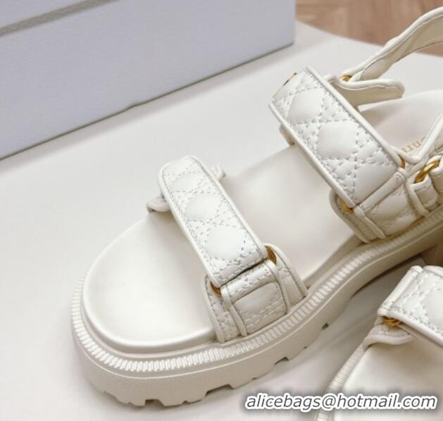 Low Cost Dior Dioract Platform Sandals 5.5cm in Quilted Cannage Calfskin White 702083