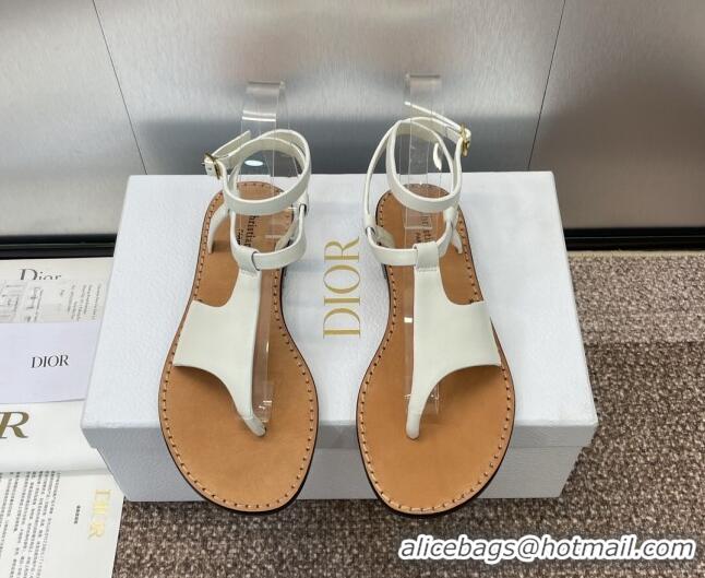 Popular Style Dior Dioriviera Dior Sun Thong Sandal in White Calfskin 071703