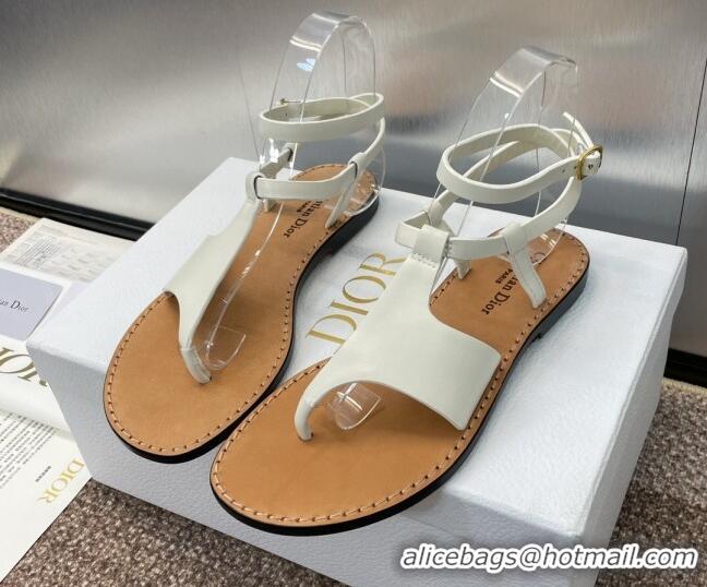 Popular Style Dior Dioriviera Dior Sun Thong Sandal in White Calfskin 071703