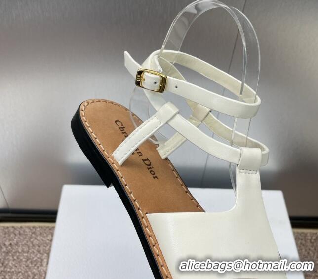 Popular Style Dior Dioriviera Dior Sun Thong Sandal in White Calfskin 071703