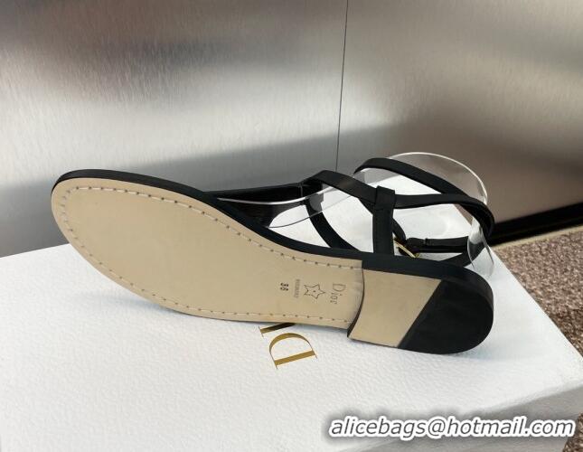 Lower Price Dior Dioriviera Dior Sun Thong Sandal in Black Calfskin 71704