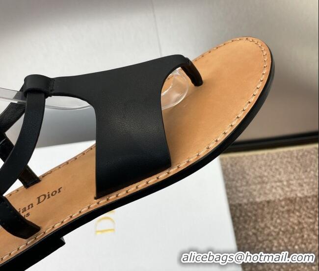 Lower Price Dior Dioriviera Dior Sun Thong Sandal in Black Calfskin 71704