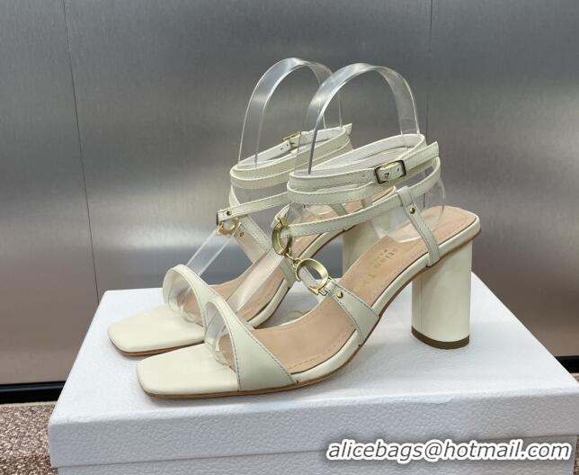 Duplicate Dior C'est Dior Heeled Sandal in Calfskin 8cm Heel White 71706